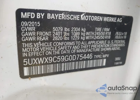 2016 BMW X3 xDrive28I from USA, damaged, VIN 5UXWX9C59G0D75446